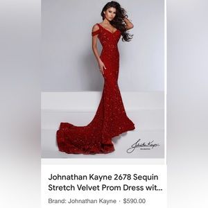 Johnathan Kayne Style 2678 Red Velvet Prom Dress Size 6